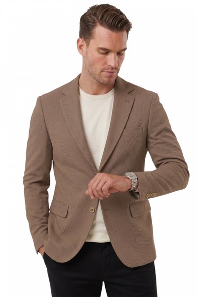 Rizz up Men's Brown Textured Patterned Italian Cut Blazer Jacket – Slim Fit Double Button Jacket 2600817