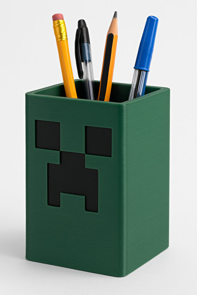 GAME SHOT Minecraft Creeper Kalem Kutusu Masaüstü Organizer 3D Baskı