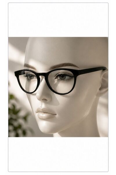 Vipfoni نظارات ذات إطار أسود وزجاج شفاف