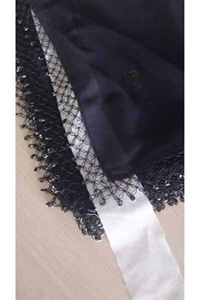Papatyam 100 X 100 Reyyan Food-Grade Needle-Embroidered Beaded Navy Blue Dowr...
