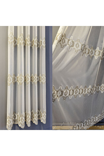 ArasyaHome Bella Curtain with Delicate Embroidery Cream/Gold