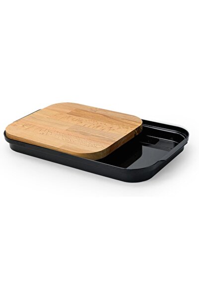 OBJE Woods Sliding Cutting Board with Holder, 40.5x25cm Natural Beechwood Cho...
