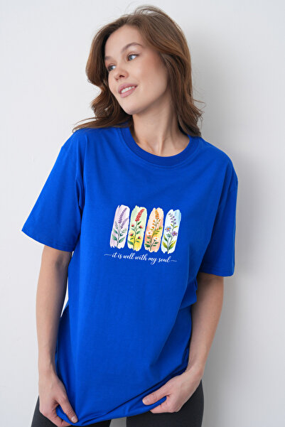 TREND EMMODA Tricou casual pentru femei, cu tematică de primăvară, cu efect d...