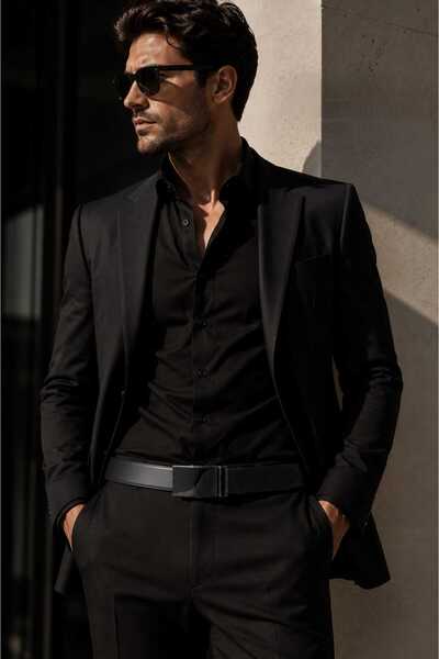 NoNameStore7 Curea barbati,, Eleganta, Neagra, Catarama automata, Lungime 120...