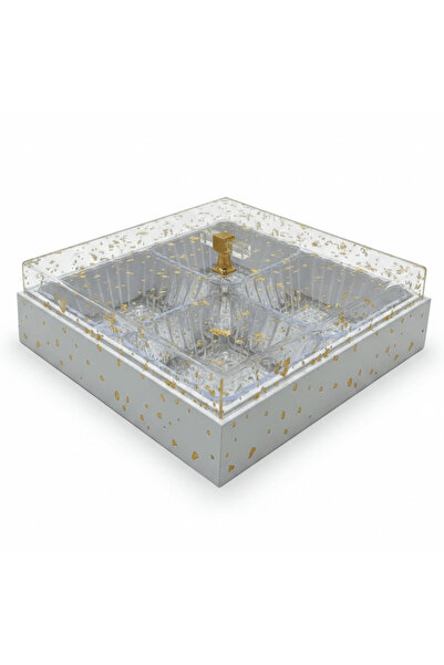 AKDC 4-Piece Acrylic Crystal Candy Bowl Set with White Wooden Tray & Acrylic ...