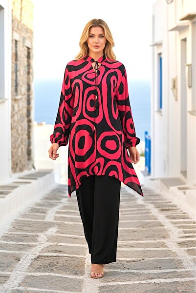 Şeker Portakalım 1017 Patterned High Collar Viscose Suit