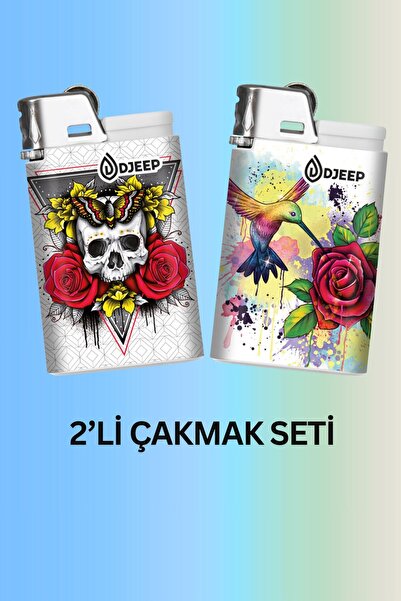 DJEEP Tattoo (Dövme) Koleksiyonlu Taşlı Çakmak -2'li Set –Geleneksel Dövme Kü...