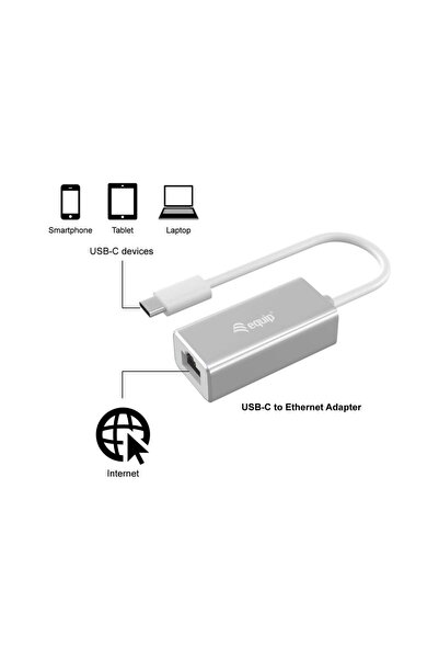 EQUIP Adaptor USB-C->RJ45 St/Bu 0.15m Alu.