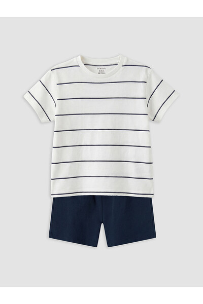 LC Waikiki Ecru Striped Baby Boy Shorts Set