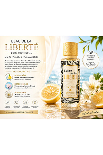 V.V LOVE Parfum Body Mist Dama 250ML L’Eau De La Liberté, Note Fresh Citrice,...