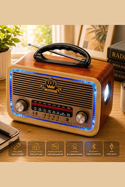 zozoya Nostalji Solar Güneş Enerjili Ledli Fenerli Bluetooth/USB/Sd kart/ Rad...