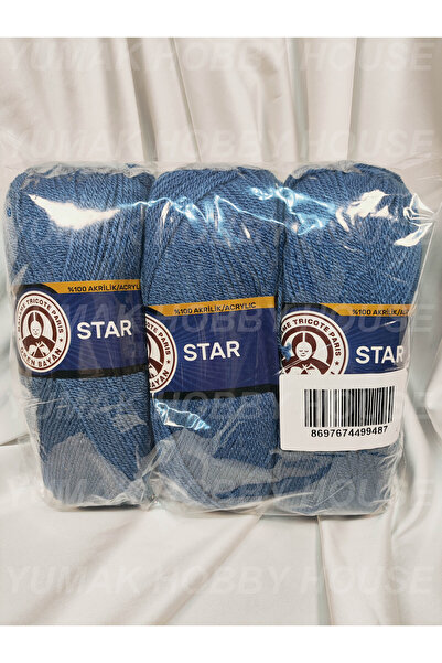 Ören Bayan Σκορδόνι πλεξίματος στο χέρι STAR Denim Blue (3 Τεμάχια) - Χρώμα: 017