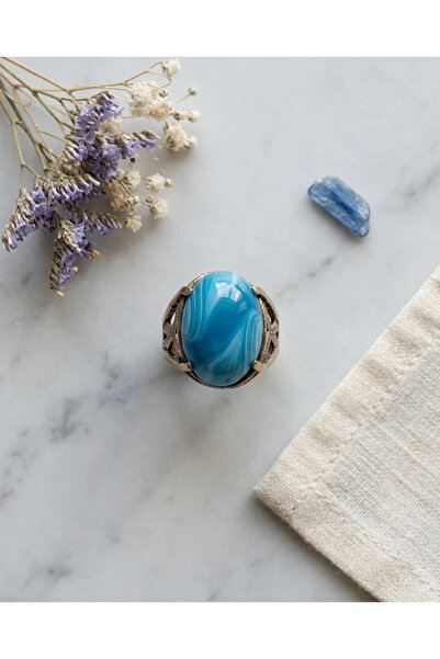Dorvina Bronze Vintage Women's Ring Authentic Copper Jewelry Large Blue Stone...