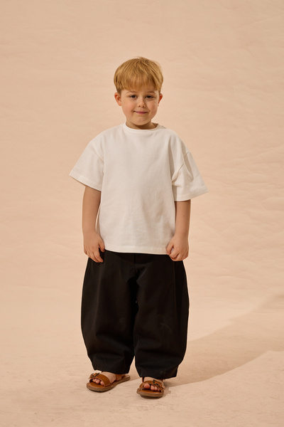 Fahhar Kids تي شيرت أساسي كبير الحجم باللون الأبيض