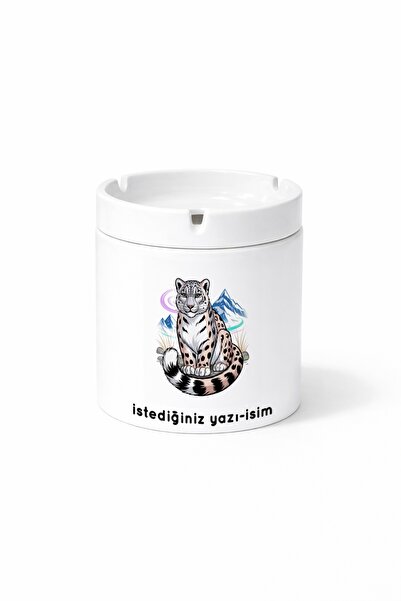 Kirbi Reklam Animal Snow Leopard Snow Leopard Double Sided Printed Ash Tray A...