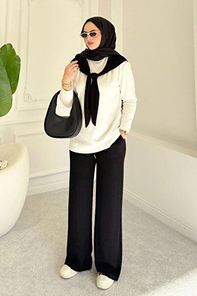 Balenbi Women's Modal Fabric Hijab Hijab Tracksuit Set Black 1212