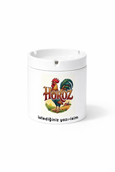 Kirbi Reklam Hayvan Horoz Rooster Cock Tavuk Çift Taraflı Baskılı Kül Tablası...