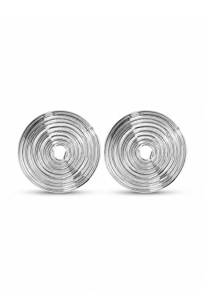 serelya Brass Silver Color Circle Model Women's Earrings