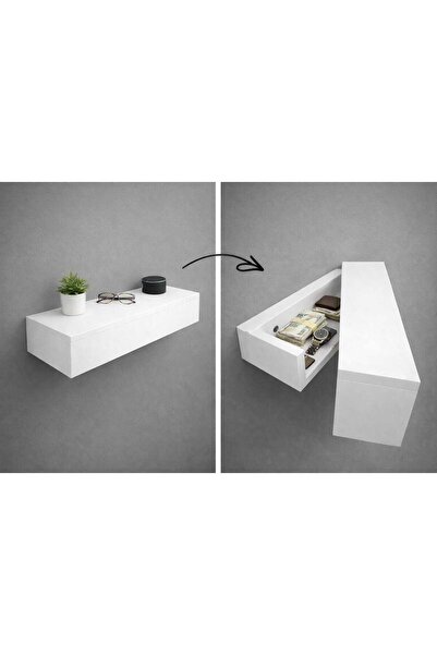 CRAFT HOUSE ART DESIGN Gökar Premium Gizli Bölmeli Duvar Rafı - Ahşap Dekorat...