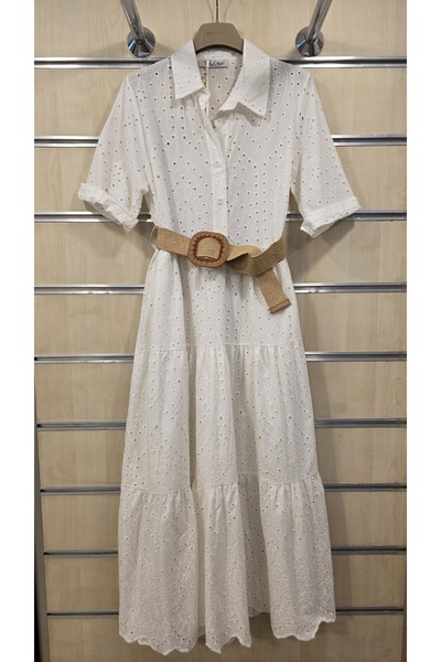 Park Moda Scalloped Dress 100% Cotton with Belt