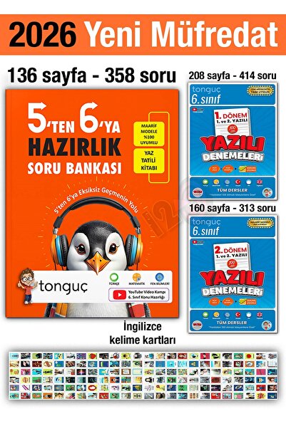 Tonguç Yayınları 5'ten 6'ya Hazırlık Kitabı 2026 Yaz Tatili 6. Sınıf Yazılı D...