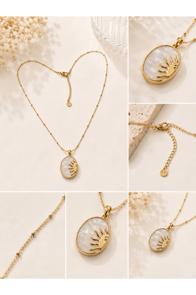 Archhazel Jewelery قلادة من الفولاذ مع أشكال الشمس