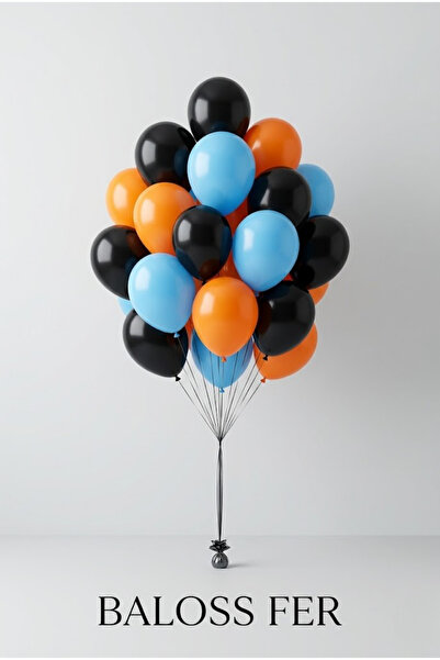 baloss fer Black Orange Blue Balloon Set 20 Pieces Birthday Party Decoration ...