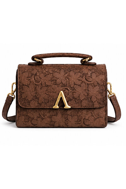 Gernic Vintage Floral Embossed Women’s Handbag Coffee Brown