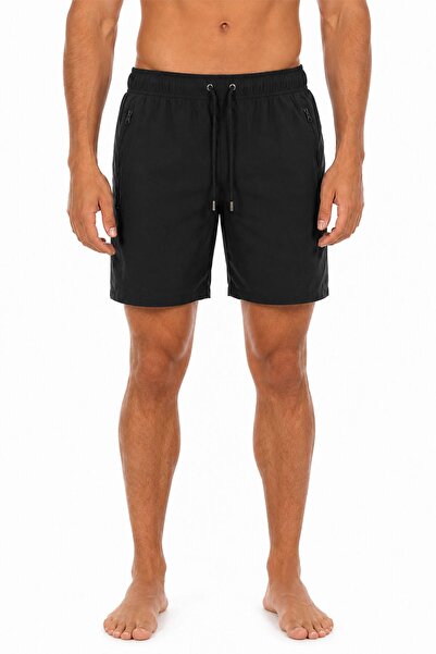 Miami Beach Black Long Straight Basic Model Water-Repellent Flexible Fabric M...