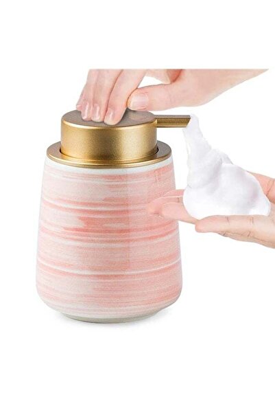 Generic Modern Striped Style Gold Soap Dispenser for Bathroom, Ceramic Hand S...