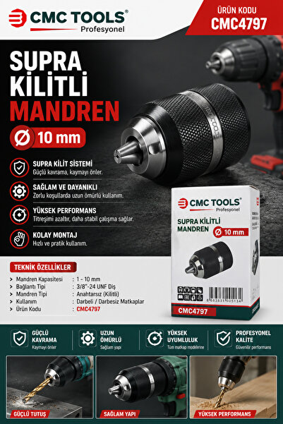 CMC Tools Supra Kilitli Mandren Profesyonel 10 mm Ürün Kodu : CMC4797