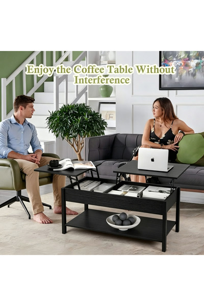 GoldenLike Coffee Table, Lift-Top Center Table, 120cm Dining Tables, Large De...
