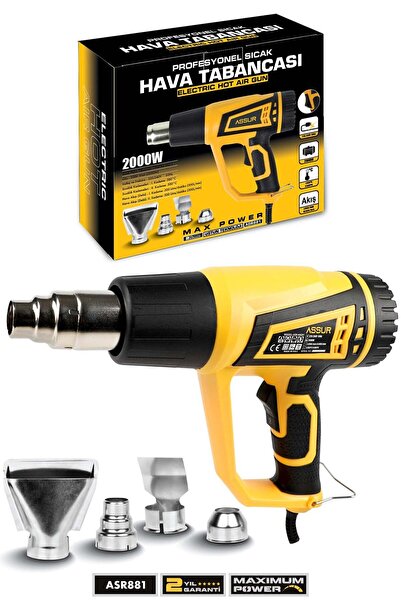 ASSUR 2000 Watt 2 Kademeli 4 Başlıklı Sıcak Hava Tabancası