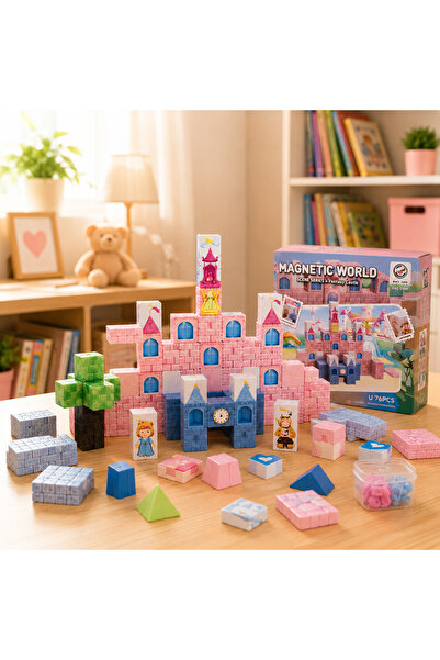 Magnetic Set de Construcție Magnetică , 76 Piese, ABS și Magnet