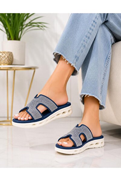 Chrisbella Women’s Sandals-Rhinestone Platform Slide Sandals – Casual Lightwe...