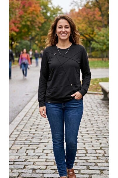 Aylin BLUZĂ CU MÂNECĂ LUNGĂ, DIN BUMBAC PIEPTĂNAT, CU TIV ȘI MÂNECI COTONEATE...