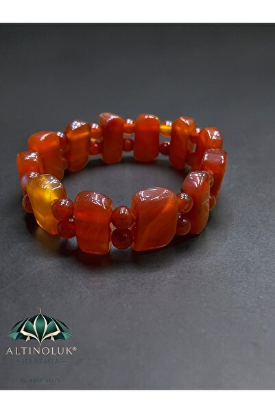 Altınoluk Haremia Natural Agate Stone Bracelet – Elegant Fusion of Sophistica...