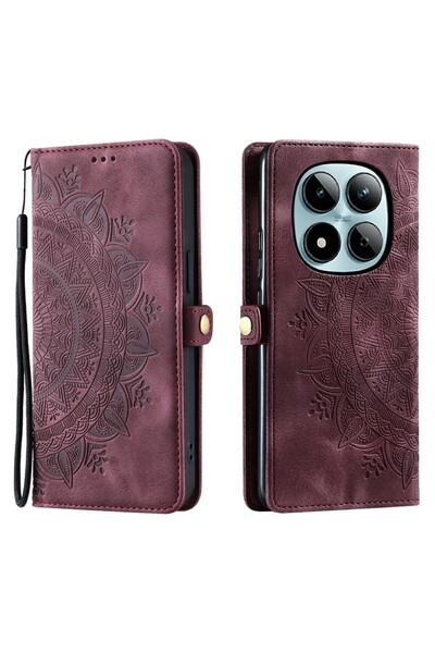 sscase Mandala Flower Θήκη Πορτοφόλι Wine Red (Xiaomi Redmi Note 15 Pro 5G)
