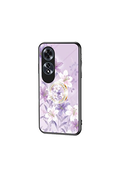 sscase Flower Pattern Θήκη Σιλικόνης με Δαχτυλίδι Purple Magnolia (Oppo A60 4G)