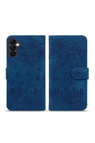 sscase Cherry Blossom Cat Θήκη Πορτοφόλι Blue (Samsung Galaxy A16 4G / 5G)