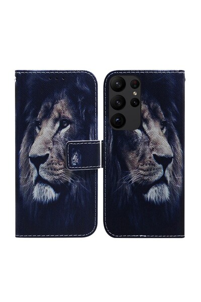 sscase Colored Drawing Θήκη Πορτοφόλι Lion (Samsung Galaxy S23 Ultra 5G)