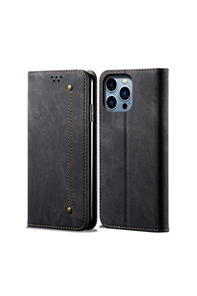 sscase Denim Texture Θήκη Βιβλίο Black (Apple iPhone 14 Pro Max)