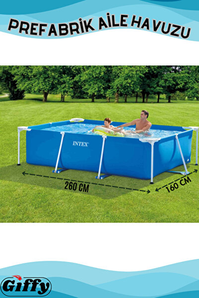 giffy EASY Dikdörtgen Prefabrik Aile Havuzu 260x160x65 cm Metal Frame Bahçe H...