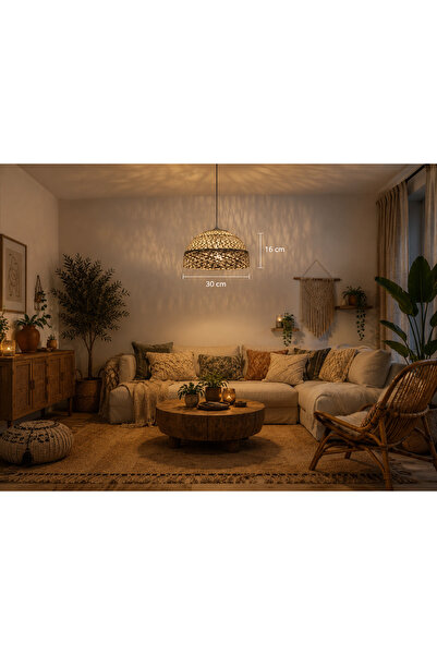 Efect Home Design Bohem,Modern,Hasır,Doğal,El Yapımı Sarkıt Avize 16*30