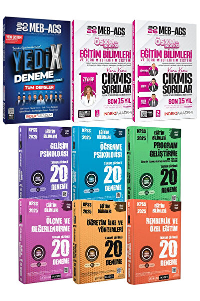 İndeks Akademi MEB-AGS 2026 Tüm Dersler Yedix Deneme+Eğitim Bilimleri Çıkmış ...
