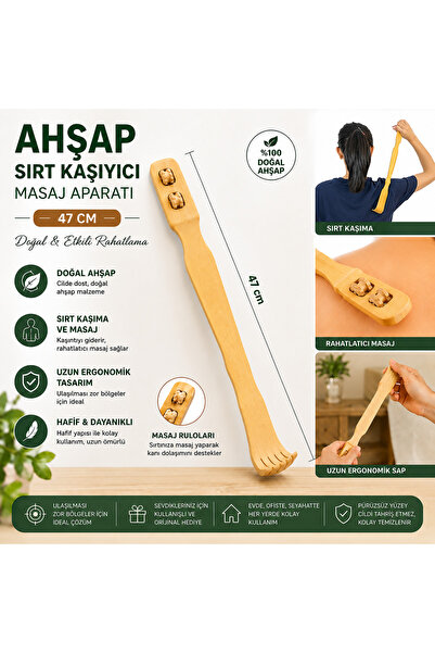 lawrenceshop 2 Adet 47 Cm Ahşap Sırt Kaşıyıcı Masaj Aparatı Doğal Ahşap Uzun ...
