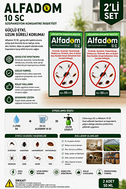 Kulsan İlaç Alfadom 10 Sc 2’li Set Konsantre Haşere Ilacı 50 ml + 50 ml | Siv...