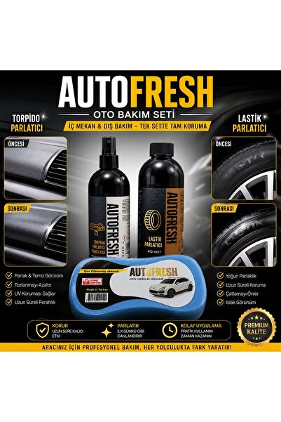 AutoFresh Araç İçi & Lastik Bakım Seti - Torpido Parlatıcı - Lastik Parlatıcı...