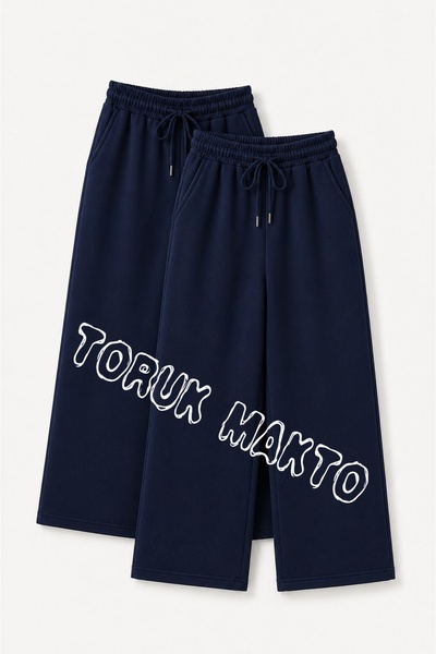 TORUK MAKTO 2 Pieces Unisex Regular Pipe Leg Navy Blue Color Sweatpants