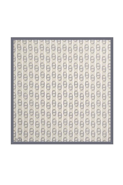 Çağrı İpek Beige Chain Pattern Tivil Silk Scarf